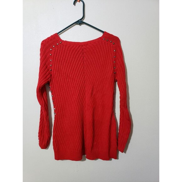 Intro red, long sleeve, 100% cotton, ribbed top, sweater, size petite medium - Picture 3 of 6